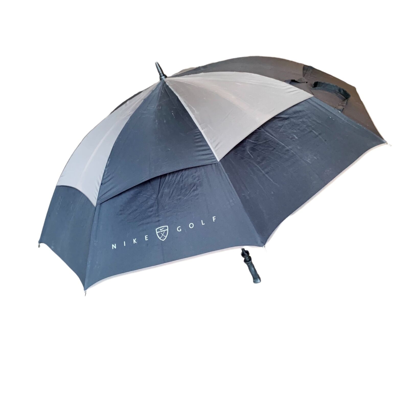 Nike Golf Umbrella Grey Black Large Two Tone 8 Panel Double Layer Canopy 54"