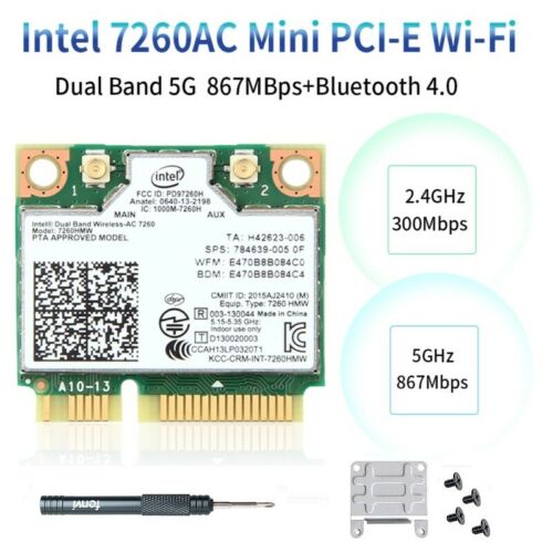 Intel Wireless-ac 7260 7260hmw Mini Pcie Wifi Card Pc 802.11ac Bluetooth Adapter