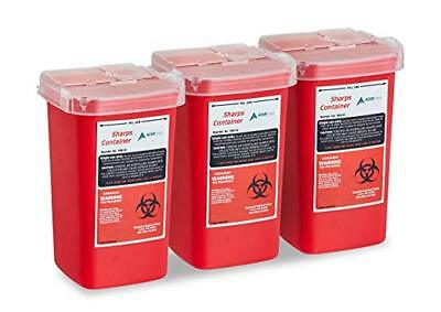 Adirmed Sharps And Needle Bio-hazard Disposal Container 1 Quart - 3 Pack