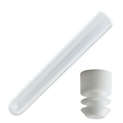 10 Pack, 16 X 100 Mm, Clear Plastic Test Tubes With White Caps, 4 Inch