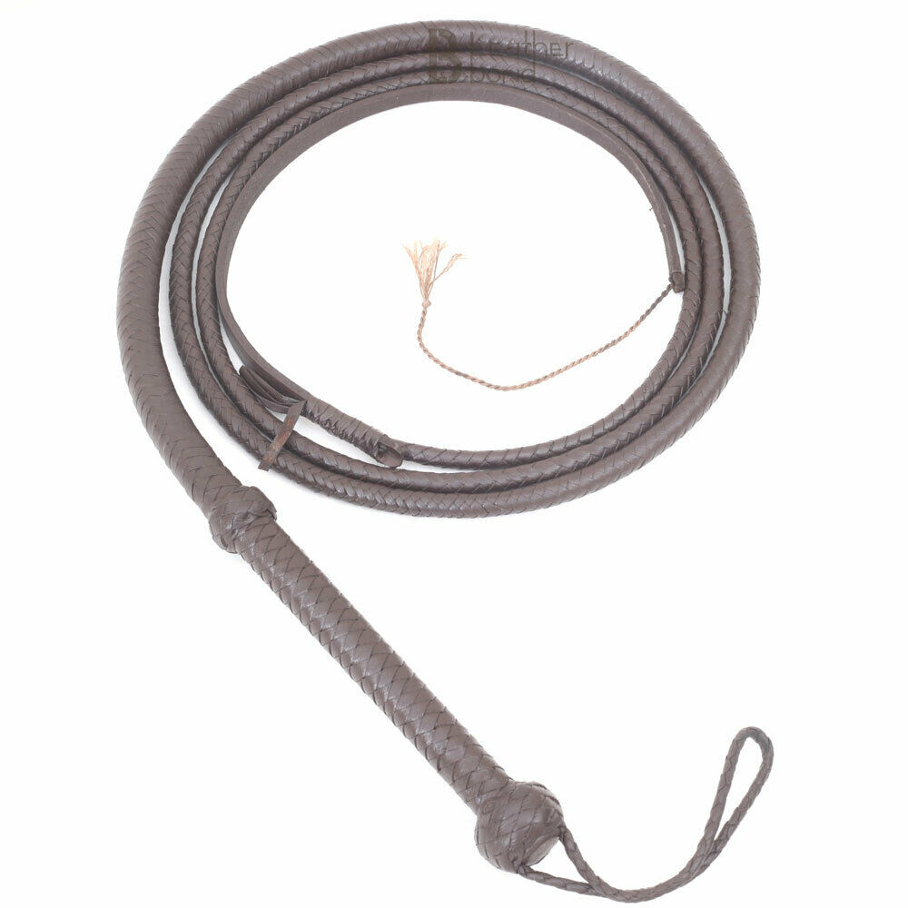 Indiana Jones 6, 8, 10, 12 Feet 8 Strands Brown Cowhide Real Leather Bullwhip