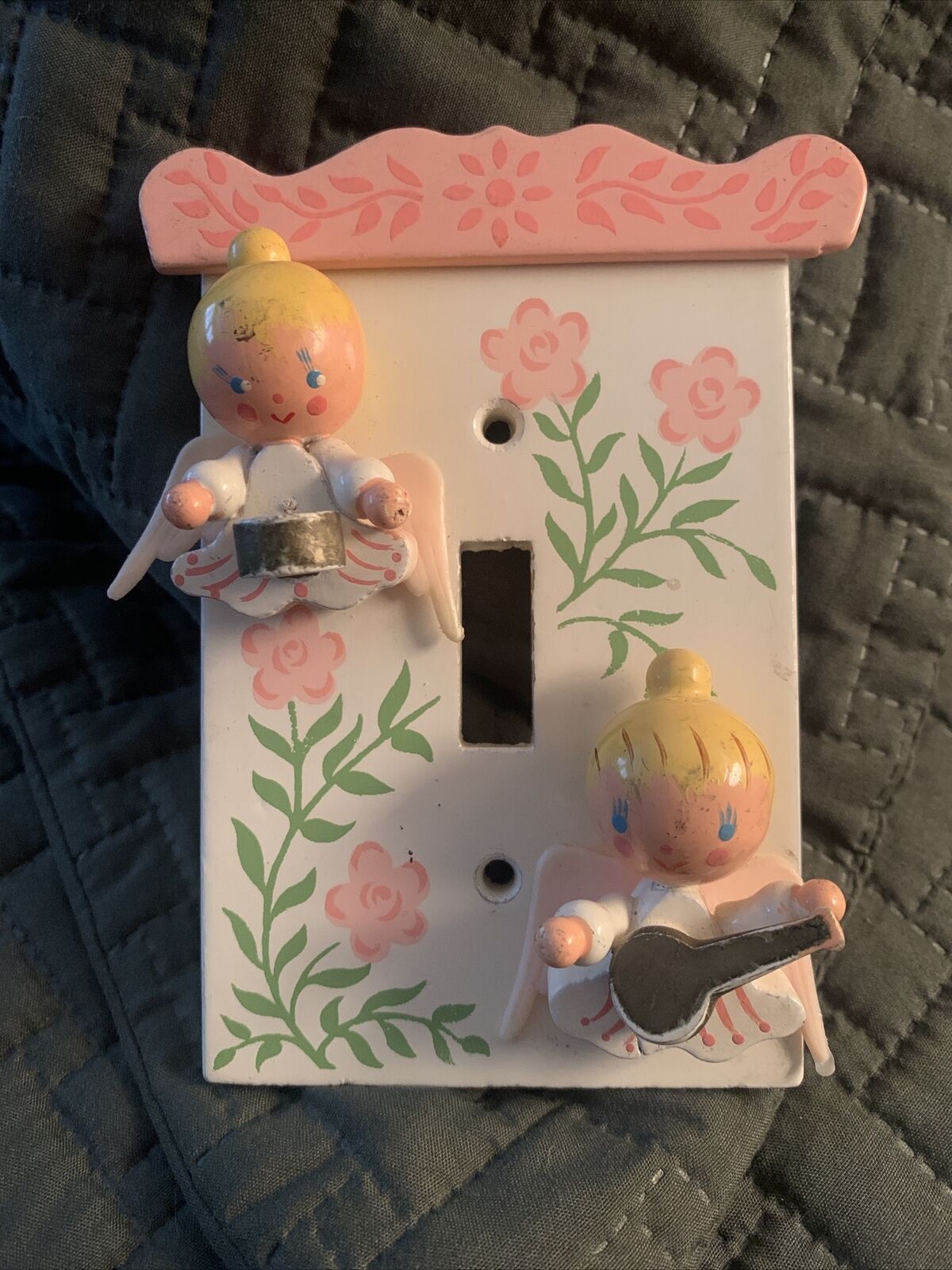 Vintage Baby Girl Nursery Irmi Light Switch Plate Cover Angels Musical Pink