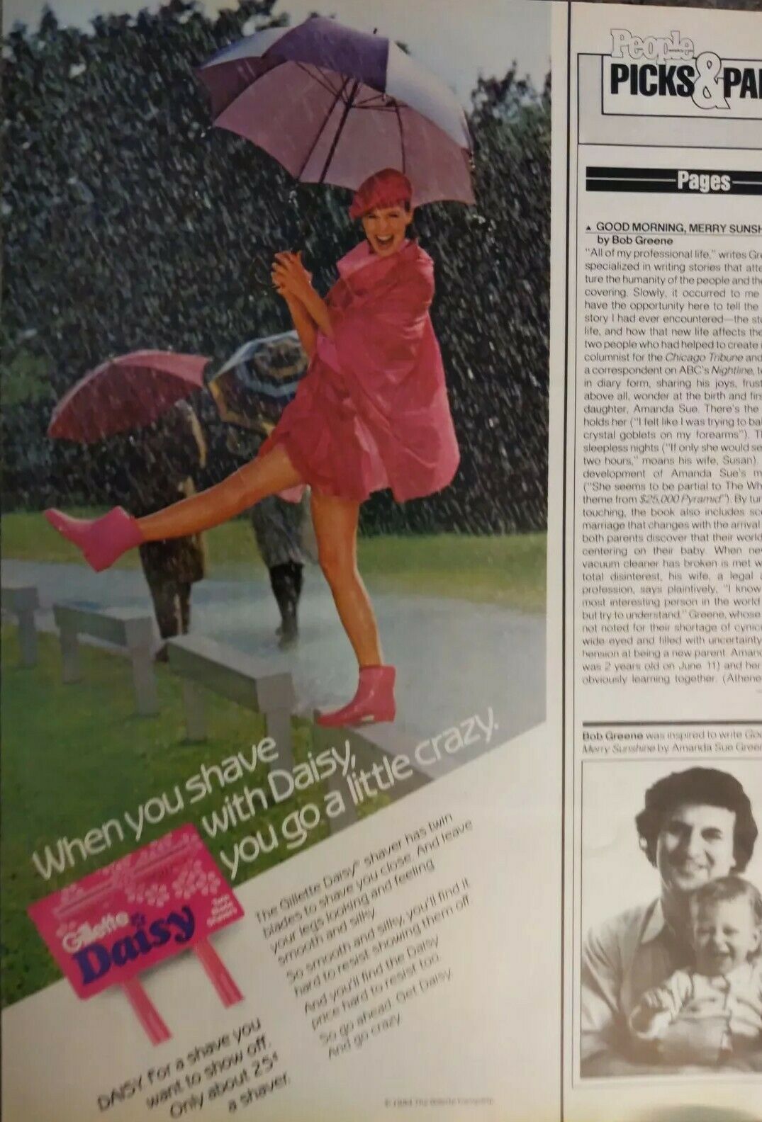 Daisy Women's Shaver Print Ad Woman With Sexy Legs In The Rain + Bonus Ad