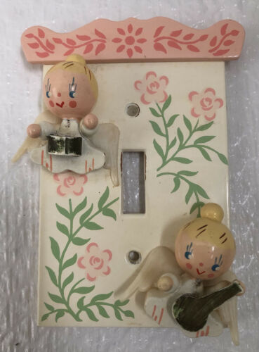 Vintage Nursery Plastics Irmi Light Switch Plate Cover Angels Musical Floral