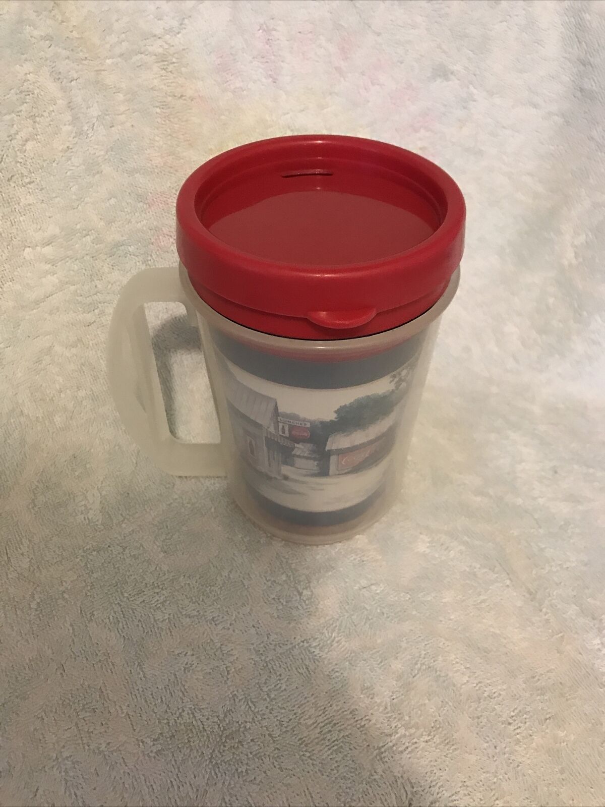 Vintage Coca-cola Plastic 16 Oz  Cup With Lid And Handle