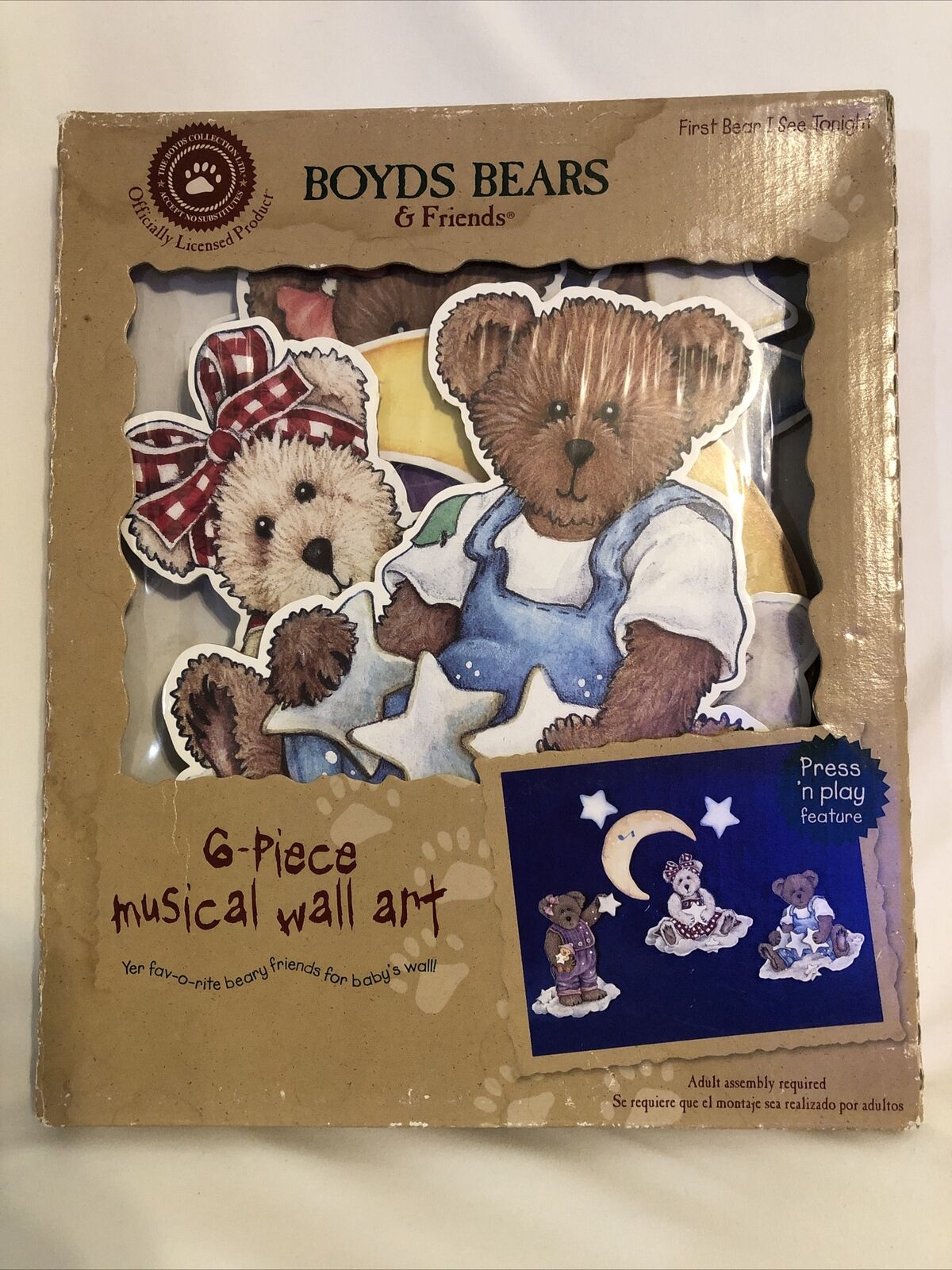Boyds Bears And Friends 6pc Musical Wall Art Cardboard Set New 2002