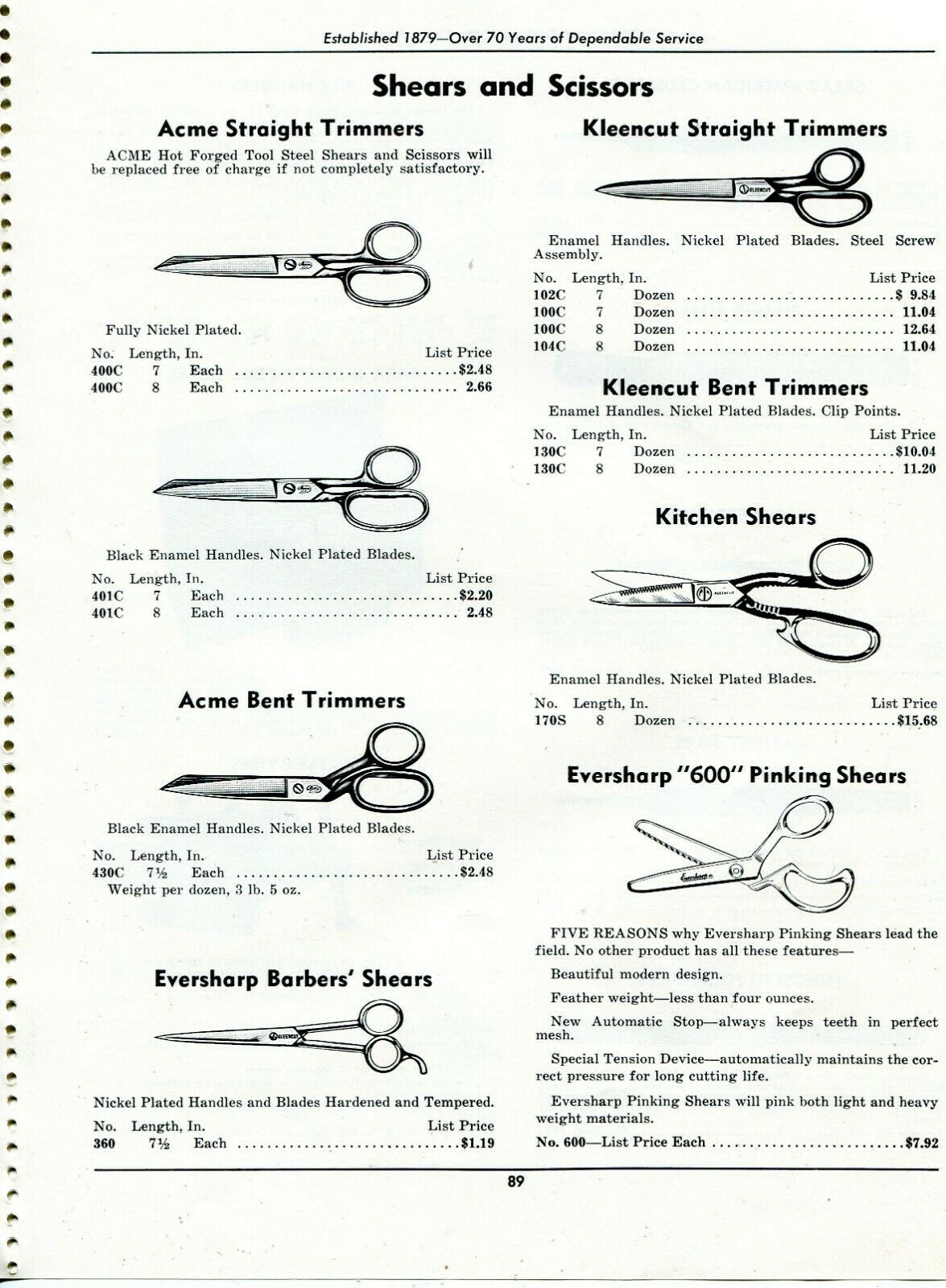 1950 Print Ad Of Shears & Scissors Acme, Kleencut, Eversharp