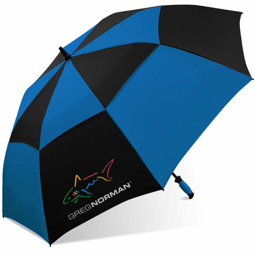 Greg Norman Shark 60" Double Canopy Folding 2-person Golf Umbrella Vented Ec