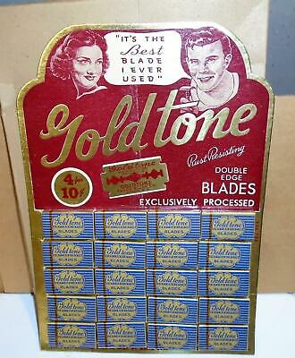 1940's Gold Tone Razor Blades Nos Store Easel Display In Original Box