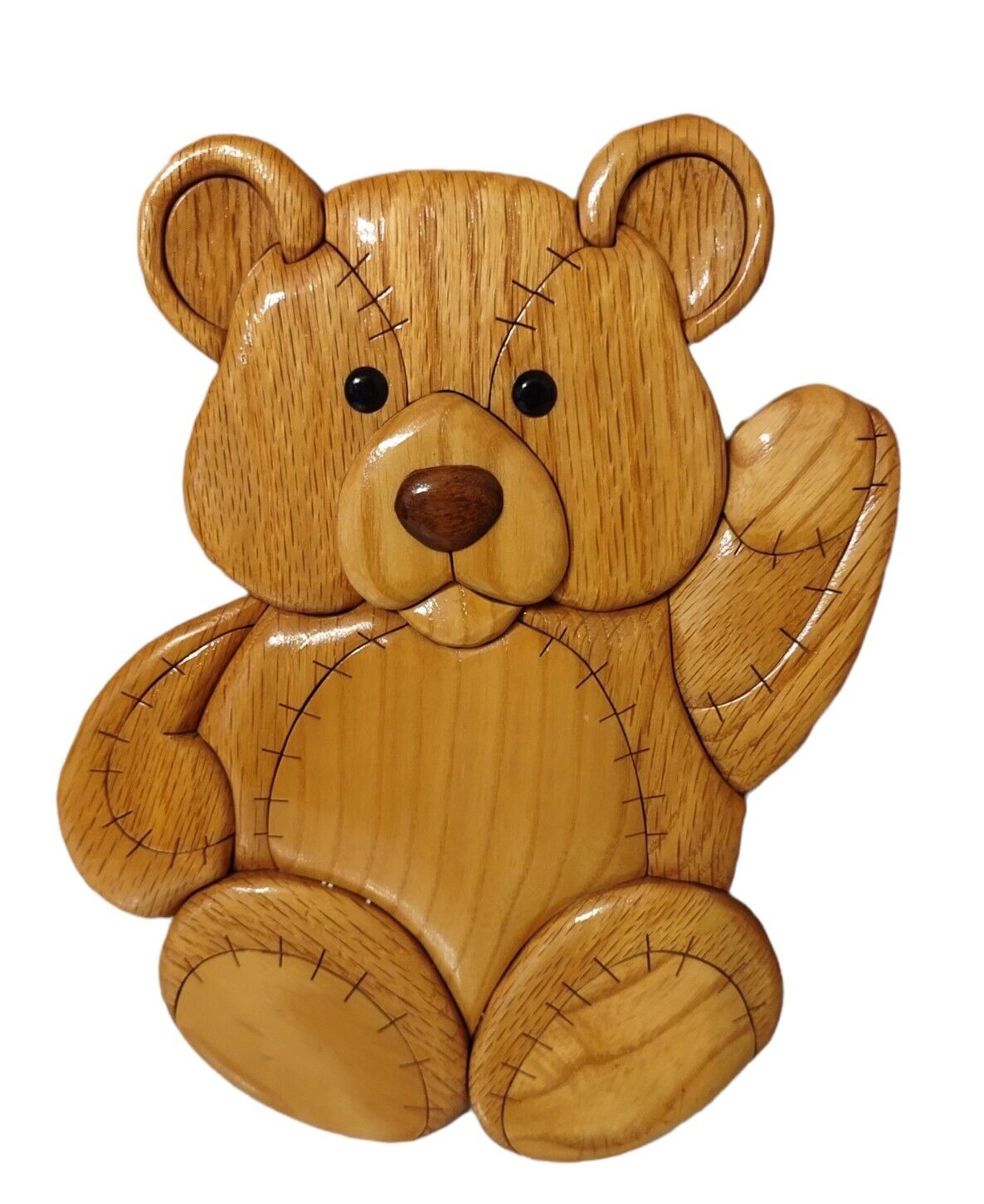 Intarsia Wooden Wall Hanging Teddy Bear Nursery Baby Decor