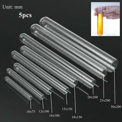 5 Pcs Glass Pyrex Test Tubes Rimmed Borosilicate Chemistry Blowing Lab 12-30mm