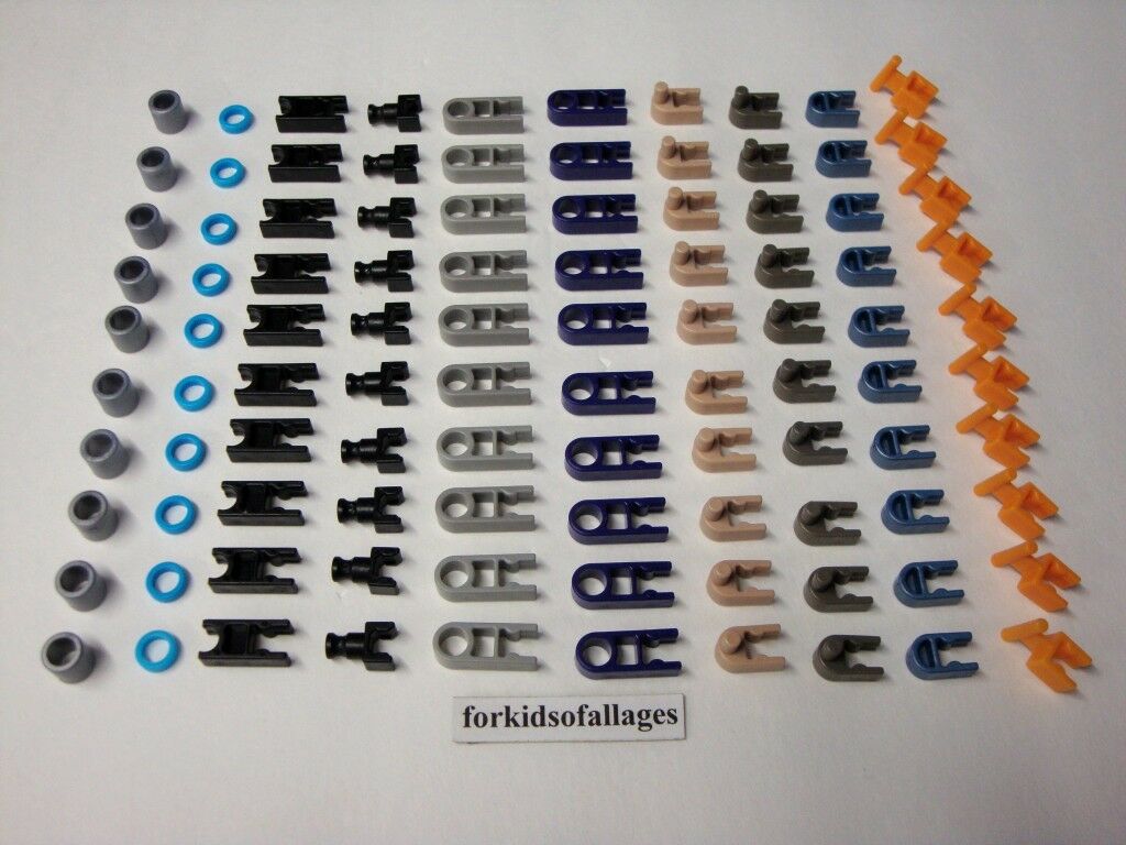 Knex Parts Lot Clip/end Connectors Spacers Splice 100 Small Pieces Gray Tan Blue