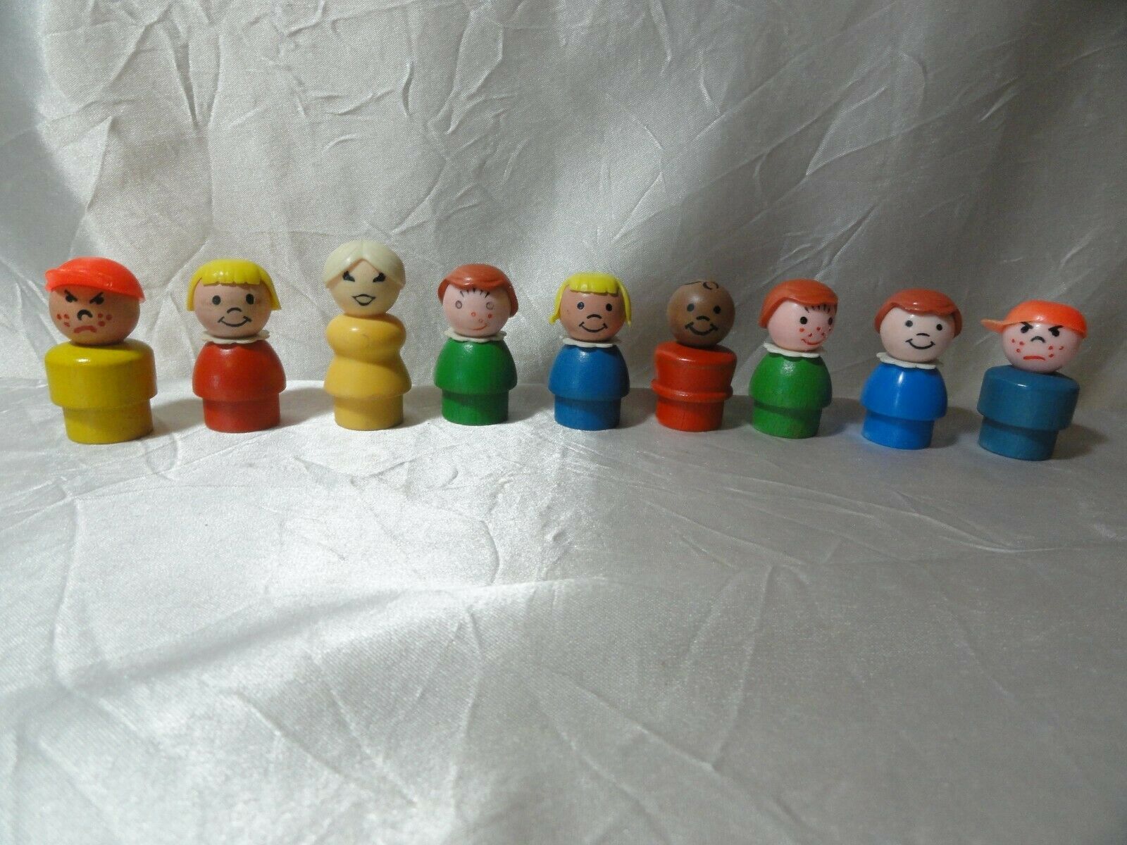 Lot Of 9 Vintage Wooden Little People Fisher Price