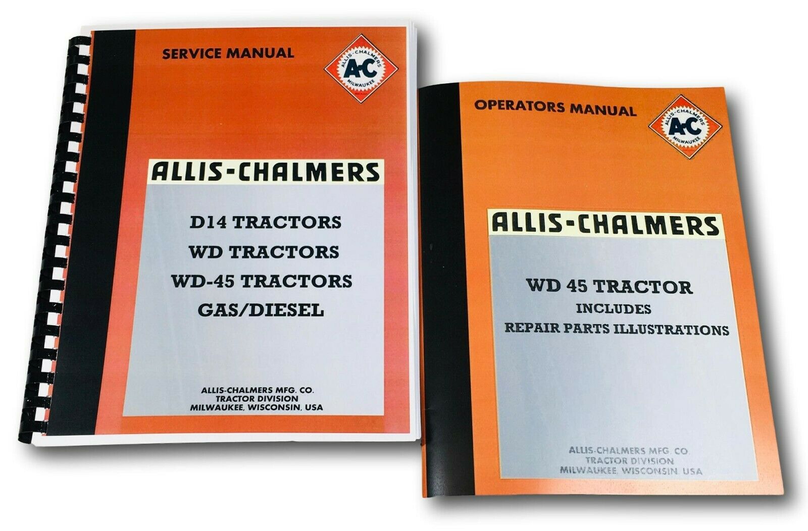 Set Allis Chalmers Wd45 Tractor Service Repair Operators Parts Shop Manuals New