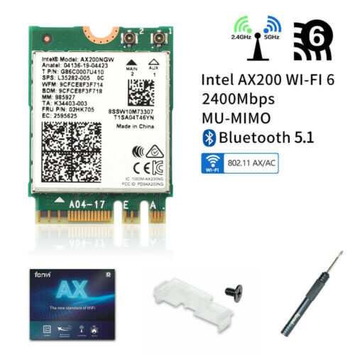 Intel Wifi6 Ax200 Ax200ngw Dualband Adapter Wireless Network Card 802.11ax Bt5.1
