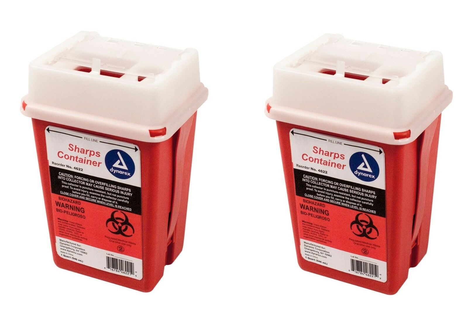 Sharps Container Biohazard Needle Disposal 1 Qt Size Medical-dental-tattoo 2ea