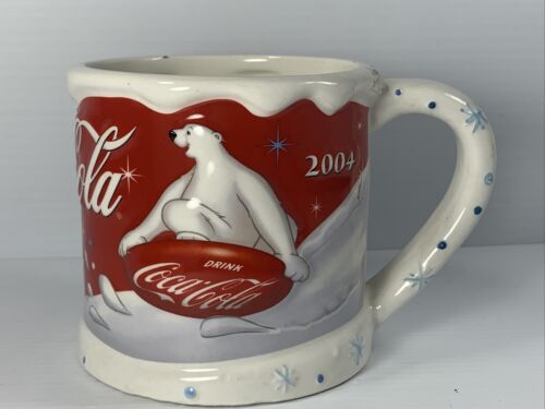 Vintage Coca Cola Mug, Polar Bear, 4” Large Size 2004, Red White Blue