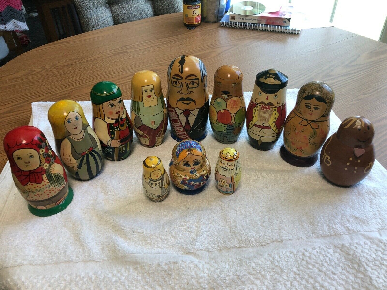 Vintage Wood Nesting Dolls -lot Of 12 Different Sets