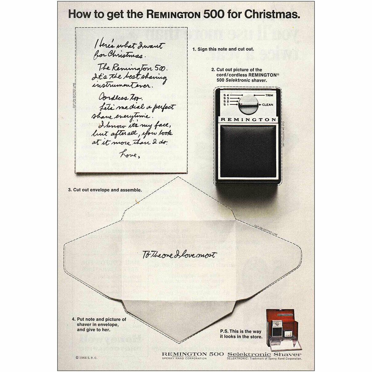 1966 Remingtn 500: Christmas Vintage Print Ad