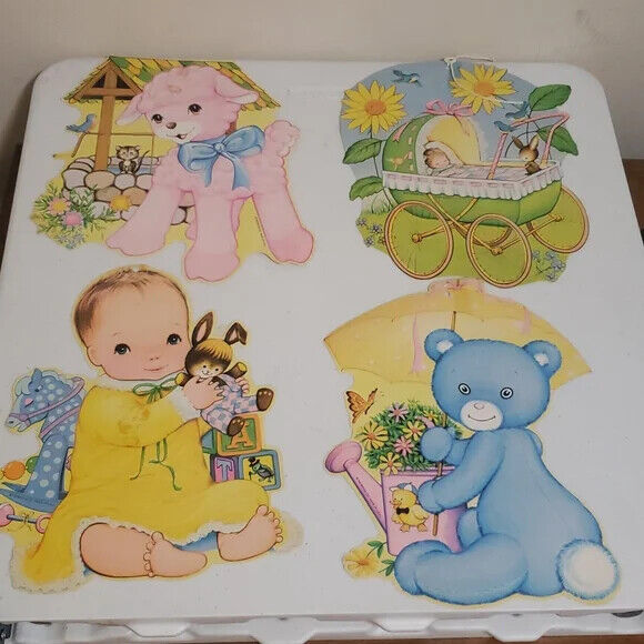 Vintage The Beistle Co. Baby Nursery Cutouts Wall Decorations Set Of 4 Bear Lamb