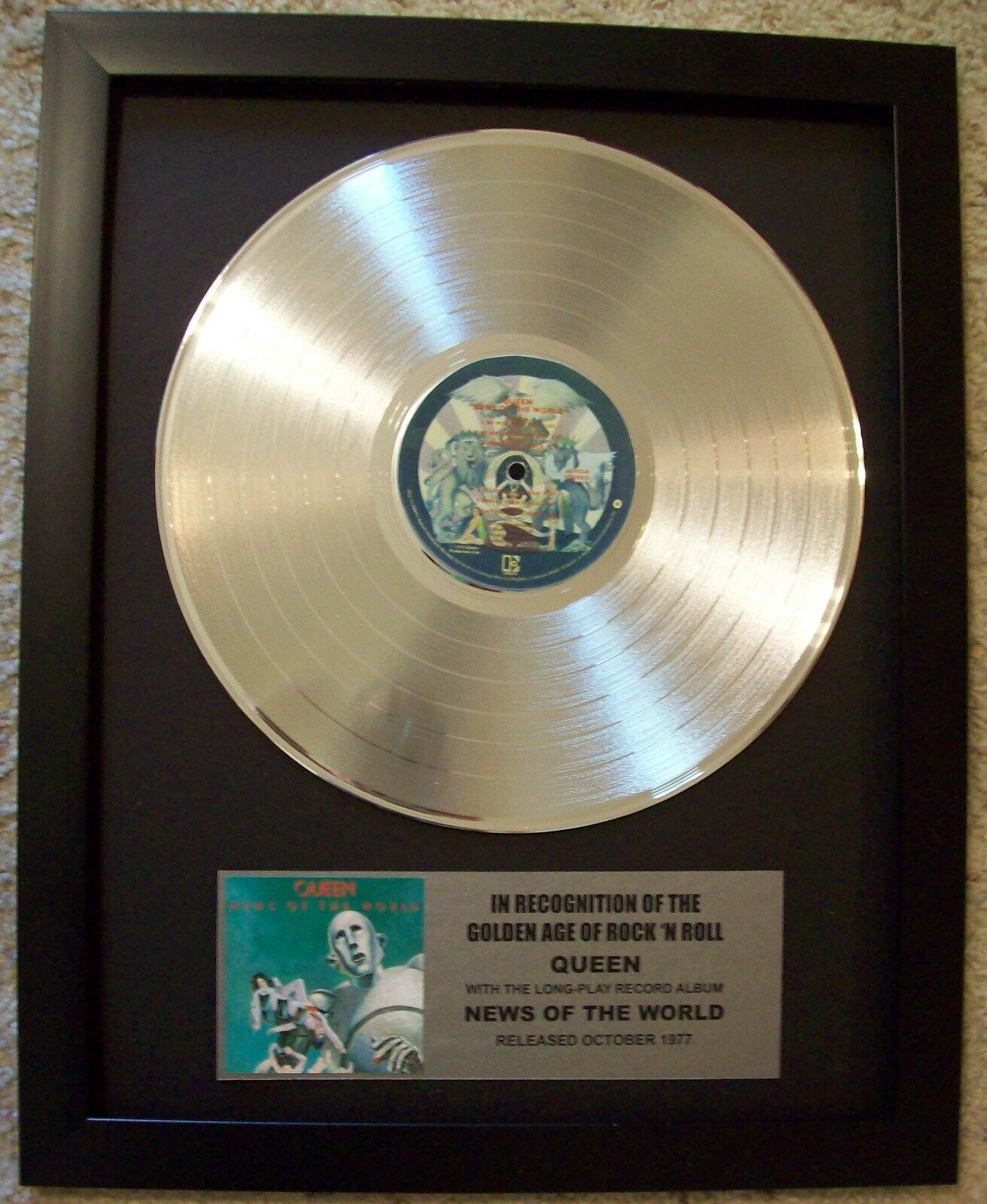 Queen News Of The World Platinum White Gold Lp Record + Mini Album Disc