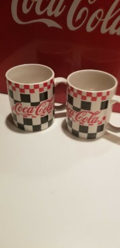 Two Coca - Cola Coffee Cups. White With Red & Black