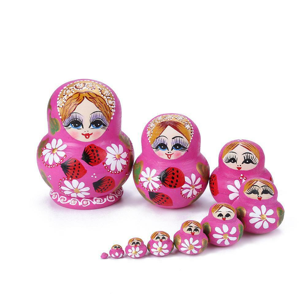 10pcs Strawberry Flower Girl Nesting Dolls Matryoshka Russian Doll Set Toys