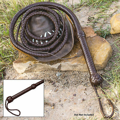 8ft Handcrafted Genuine Leather Bullwhip Whip Indiana Jones Cowboy + Wrist Strap