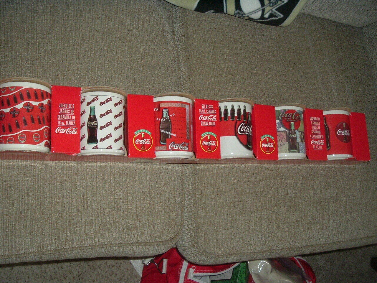 Set Of Six 6 1996 Coca Cola Collectible 16 Oz Ceramic  Mugs Nib