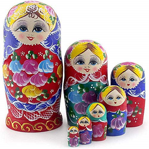 Starxing Russian Nesting Dolls Matryoshka Wood Stacking Nested Set 7 Pieces Toys