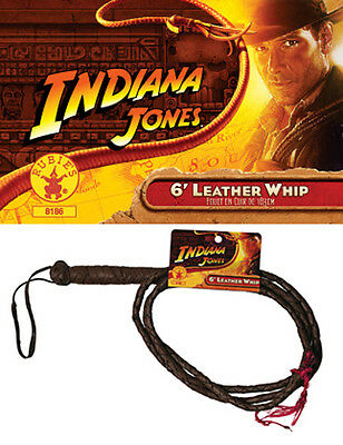 Indiana Jones Whip Costume Prop 6 Foot Leather Bullwhip Brown Halloween Prop
