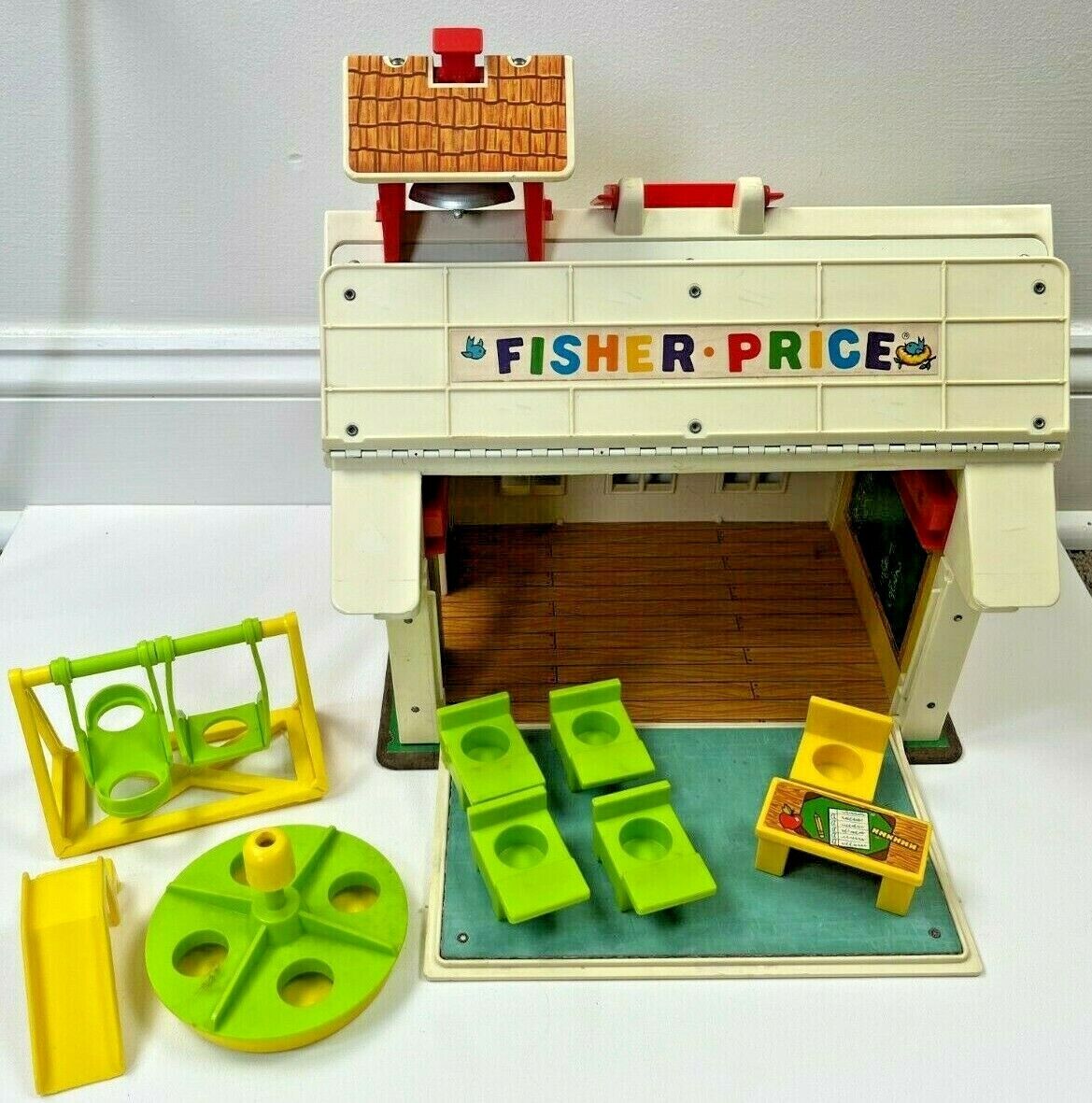 Vintage Fisher Price Little People #923 Play Family School 1971 10 Pcs House